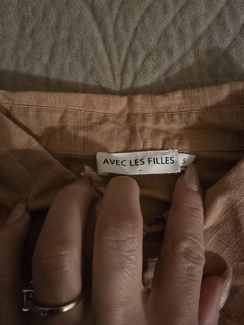 $118 Avec Les Filles Eyelet Vlock Boxy Shirt Size Small - Picture 9 of 10